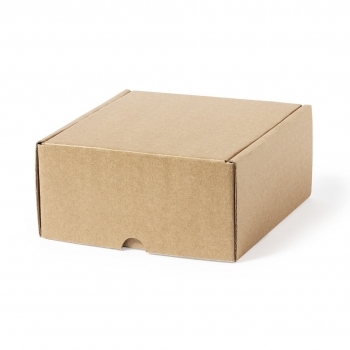 Caja de presentación S en cartón corrugado FSC kraft — 16x15x8,5 cm, tamaño pequeño de la gama kraft