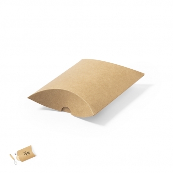 Estuche de presentación mediano en cartón reciclado kraft — 14,5x12,7x3,7 cm, el estuche compacto kraft