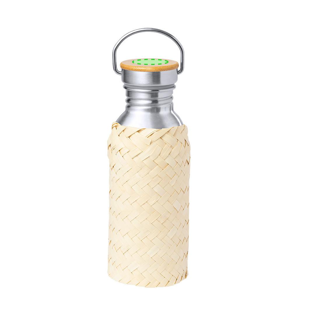 Botella eco de acero y bambú con funda protectora 600 ml