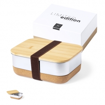 Fiambrera Limited Edition de acero inox, bambú y corcho 1 L — con estuche exclusivo y tarjeta reciclada