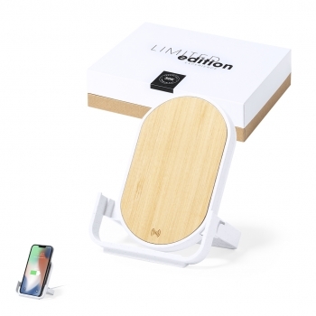 Cargador inalámbrico de bambú natural 10W minimalista