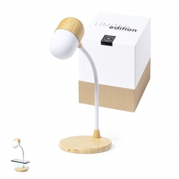 Lámpara de bambú flexible con 14 LEDs regulables y recarga USB