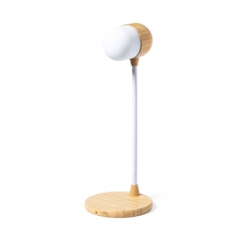 Lámpara de bambú flexible con 14 LEDs regulables y recarga USB