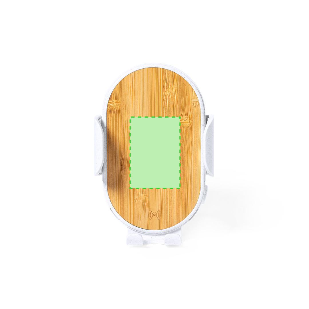 Soporte cargador inalámbrico 15W caña trigo bambú ajustable rejilla ventilación