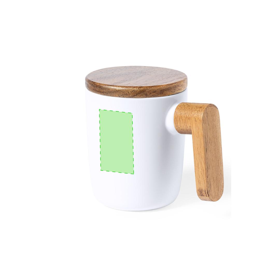 Taza de cerámica con mango de madera natural auténtica 350 ml