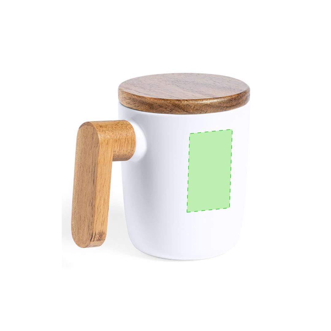 Taza de cerámica con mango de madera natural auténtica 350 ml