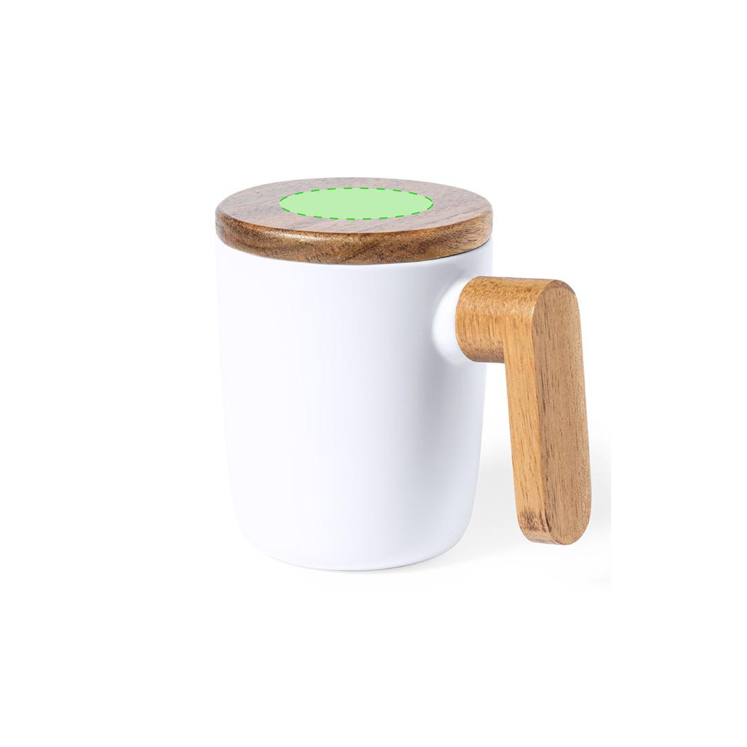 Taza de cerámica con mango de madera natural auténtica 350 ml