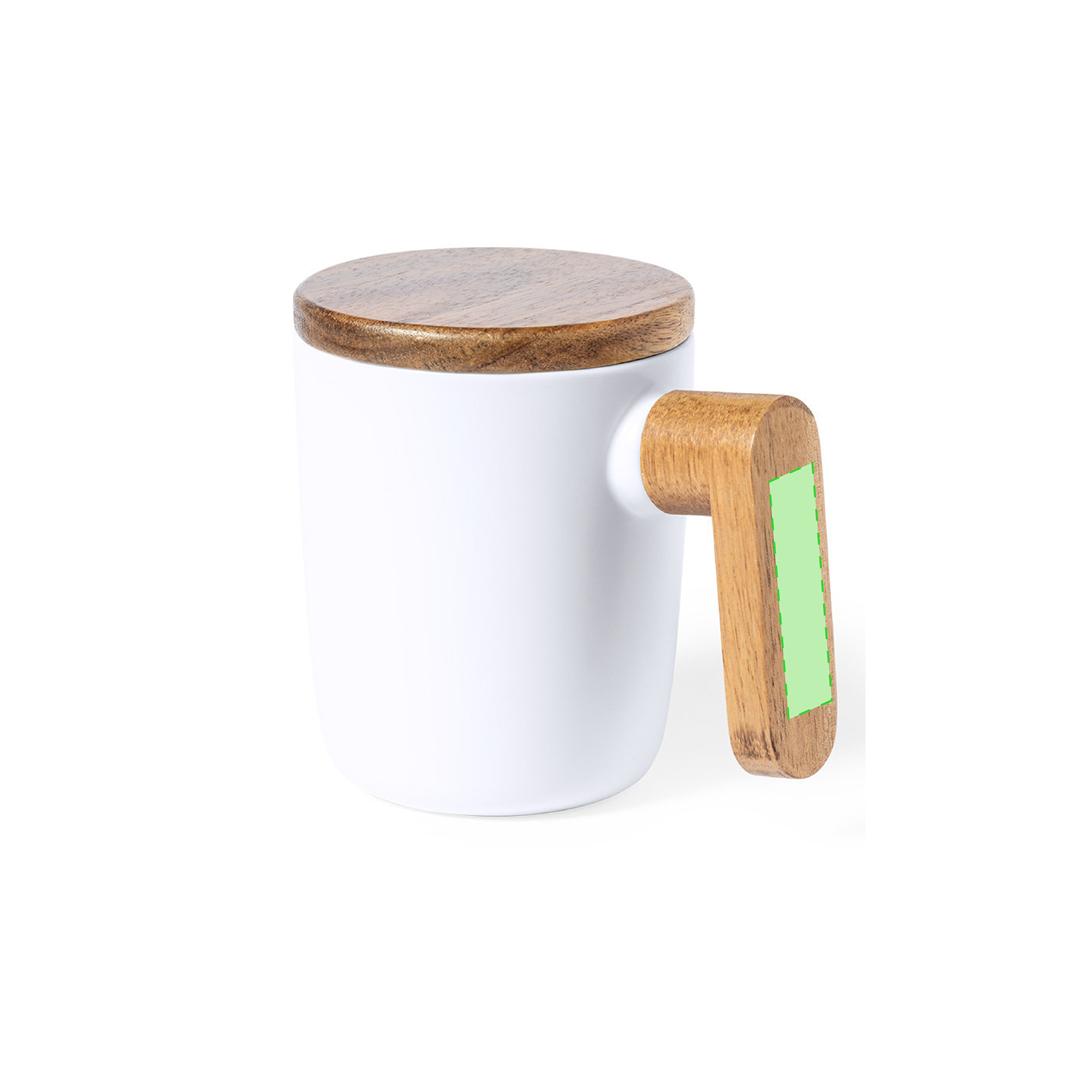 Taza de cerámica con mango de madera natural auténtica 350 ml