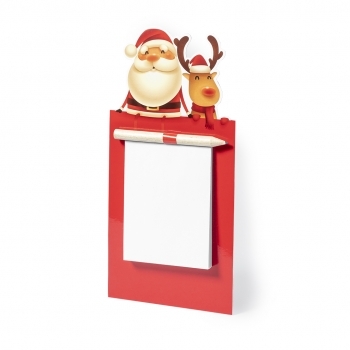 Imán con bloc de notas navideño Larry — diseño navideño, bloc 40 hojas y lápiz incluidos