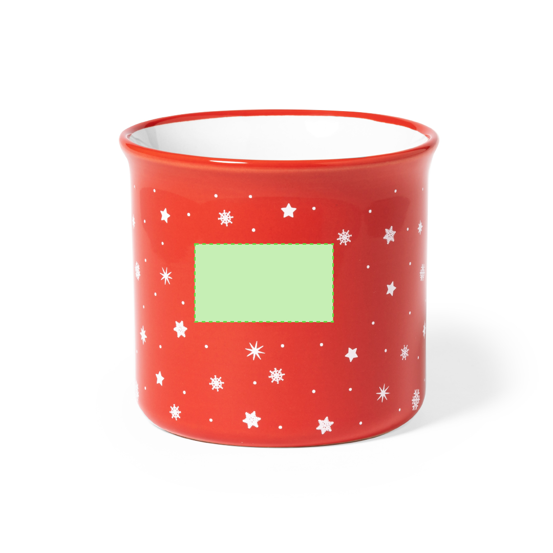 Taza navideña Verdux de cerámica — 280 ml, diseño vintage navideño, área de marcaje especial en frontal, presentada en caja kraft individual