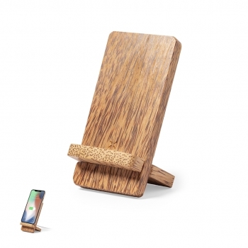 Cargador inalámbrico de coco natural 15W de carga rápida