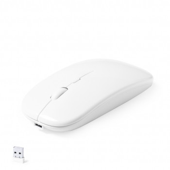 Ratón inalámbrico de ABS reciclado con batería recargable de 500 mAh