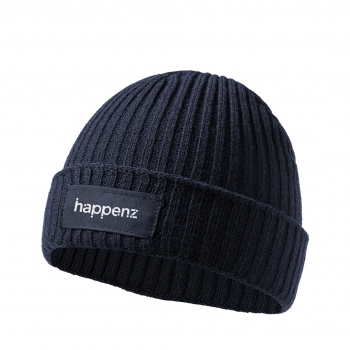 Gorro de punto de canalé en acrílico elástico con etiqueta frontal a juego para marcaje