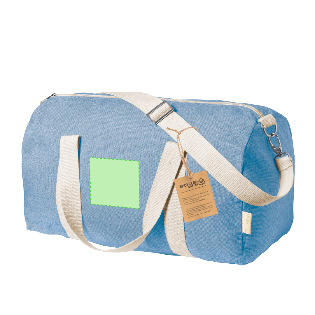 Bolso de algodón reciclado GRS 280 g/m² con bandolera de mosquetón y certificación disponible