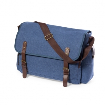 Portadocumentos combinado de polipiel PU y canvas con doble compartimento