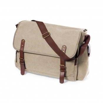 Portadocumentos combinado de polipiel PU y canvas con doble compartimento