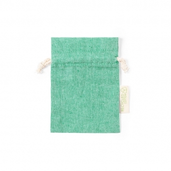 Bolsita pequeña de algodón reciclado GRS certificado 120 g/m² — 10x14 cm, para objetos pequeños