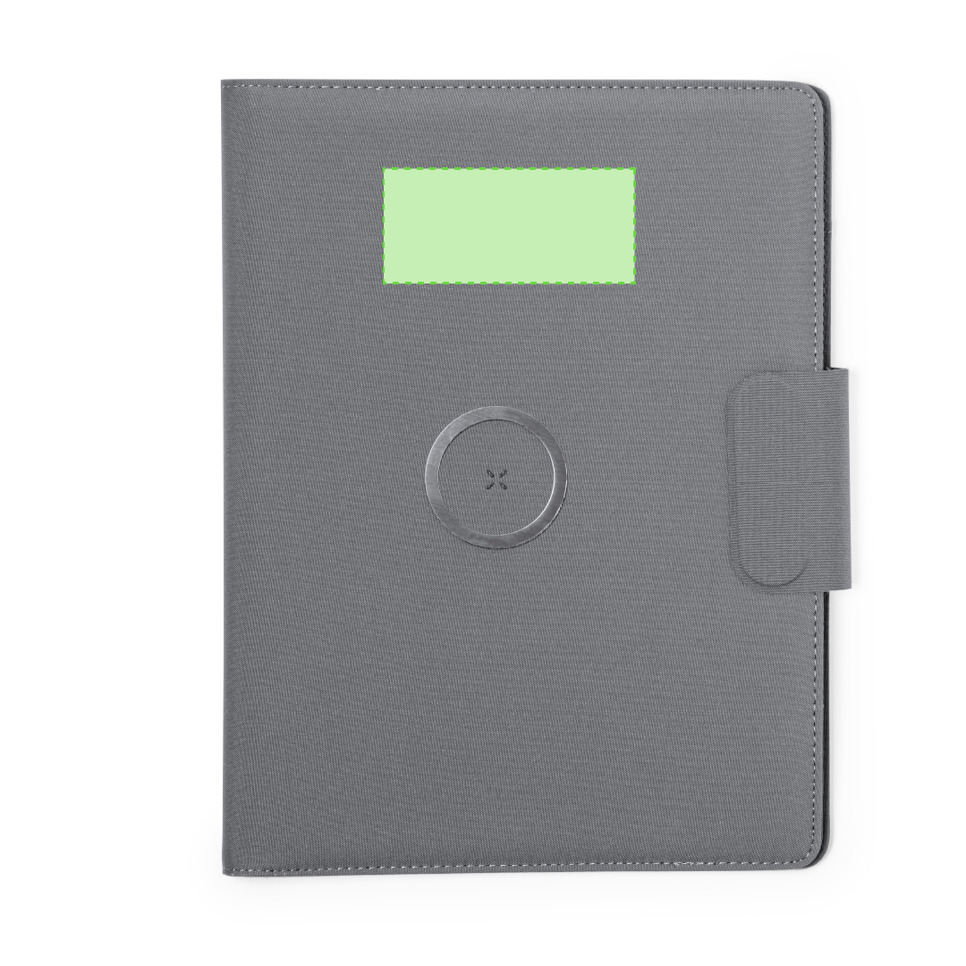 Carpeta multifunción de RPET con cargador 10W y power bank 5000 mAh