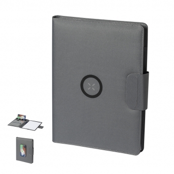 Carpeta multifunción de RPET con cargador 10W y power bank 5000 mAh