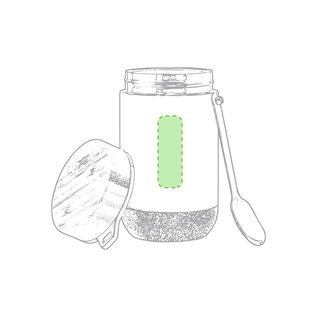 Fiambrera de acero inox con base corcho y tapón bambú 450 ml — cuchara inox incluida