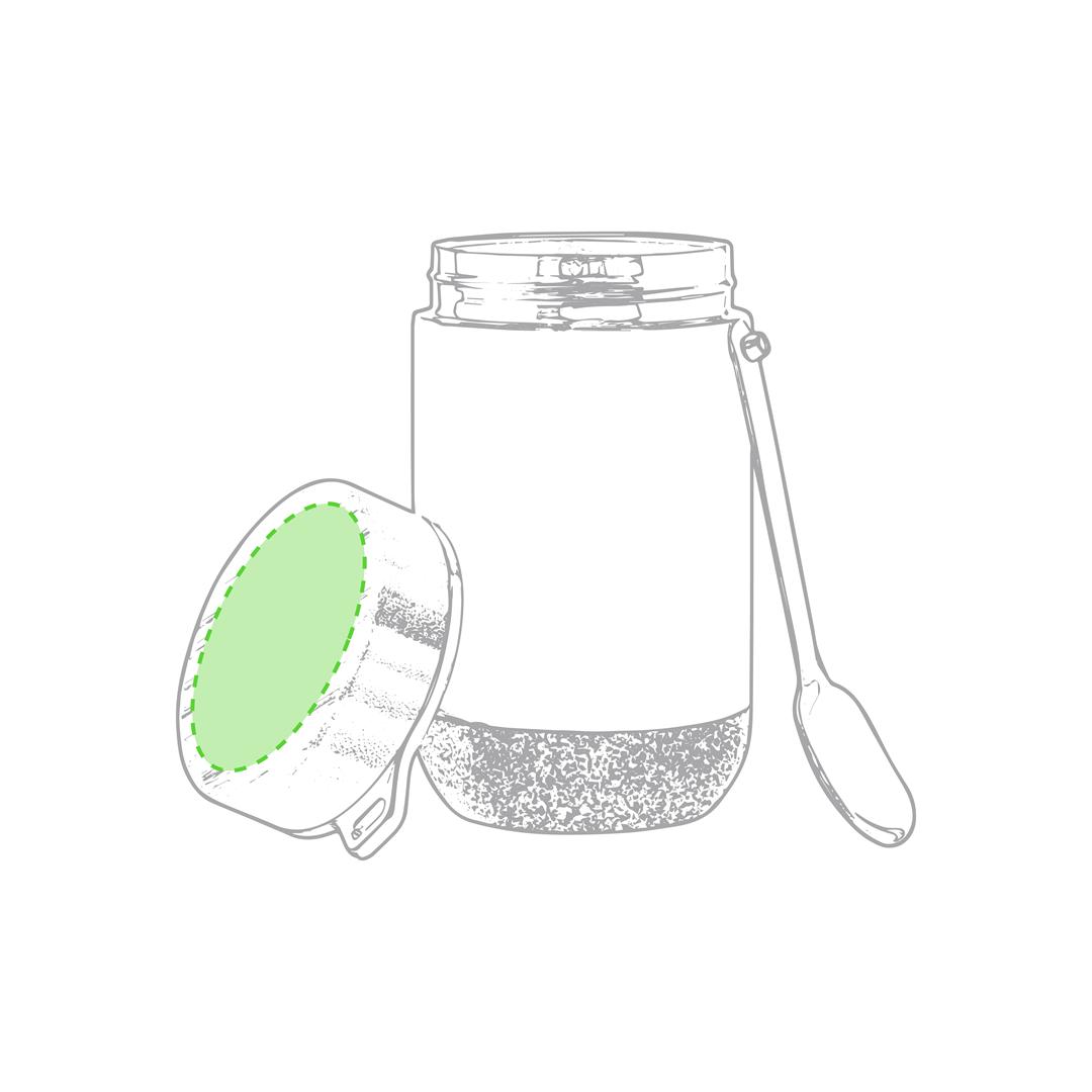 Fiambrera de acero inox con base corcho y tapón bambú 450 ml — cuchara inox incluida