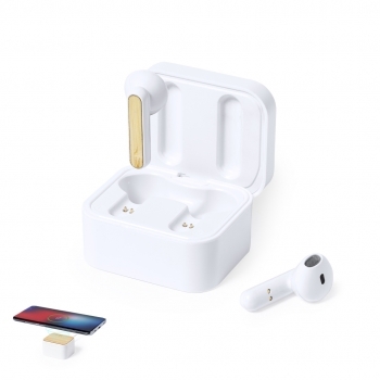 Auriculares cargador inalámbrico de Bambú/ ABS 10W de 30 mAh