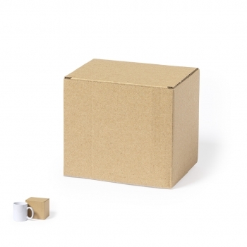 Caja de presentación para tazas en cartón corrugado kraft — 12x10,6x9 cm, diseñada específicamente para tazas