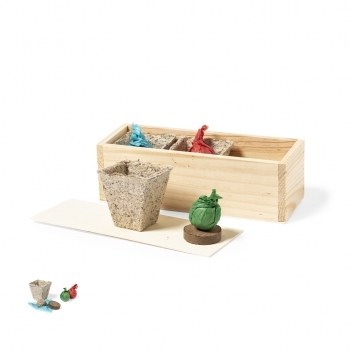 Kit huerto de madera con 3 semillas cilantro perejil y albahaca Made in Europe