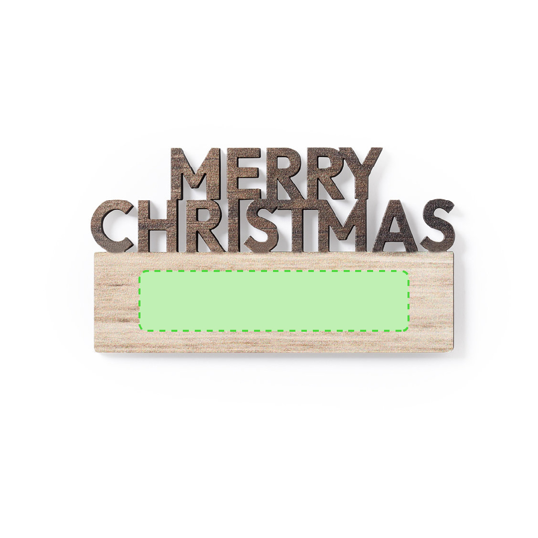 Imán Merry Christmas Rivond de madera — texto troquelado, acabado bicolor, amplia superficie de marcaje, Made In Europe