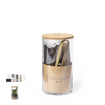Terrario de cristal borosilicato con tapón de corcho y semillas de cactus 14,8 cm