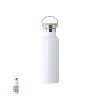 Bidón térmico de acero y bambú personalizable por sublimación 500 ml