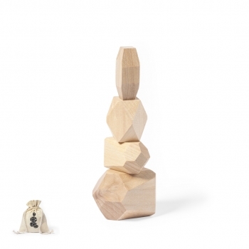 Juego de habilidad de 4 piezas de madera de pino en bolsa de algodón