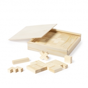 Juego de habilidad de 13 piezas de madera en caja con tapa 220 g