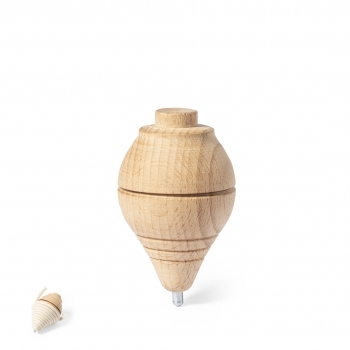 Peonza de madera maciza resistente con cuerda algodón 120 cm largo