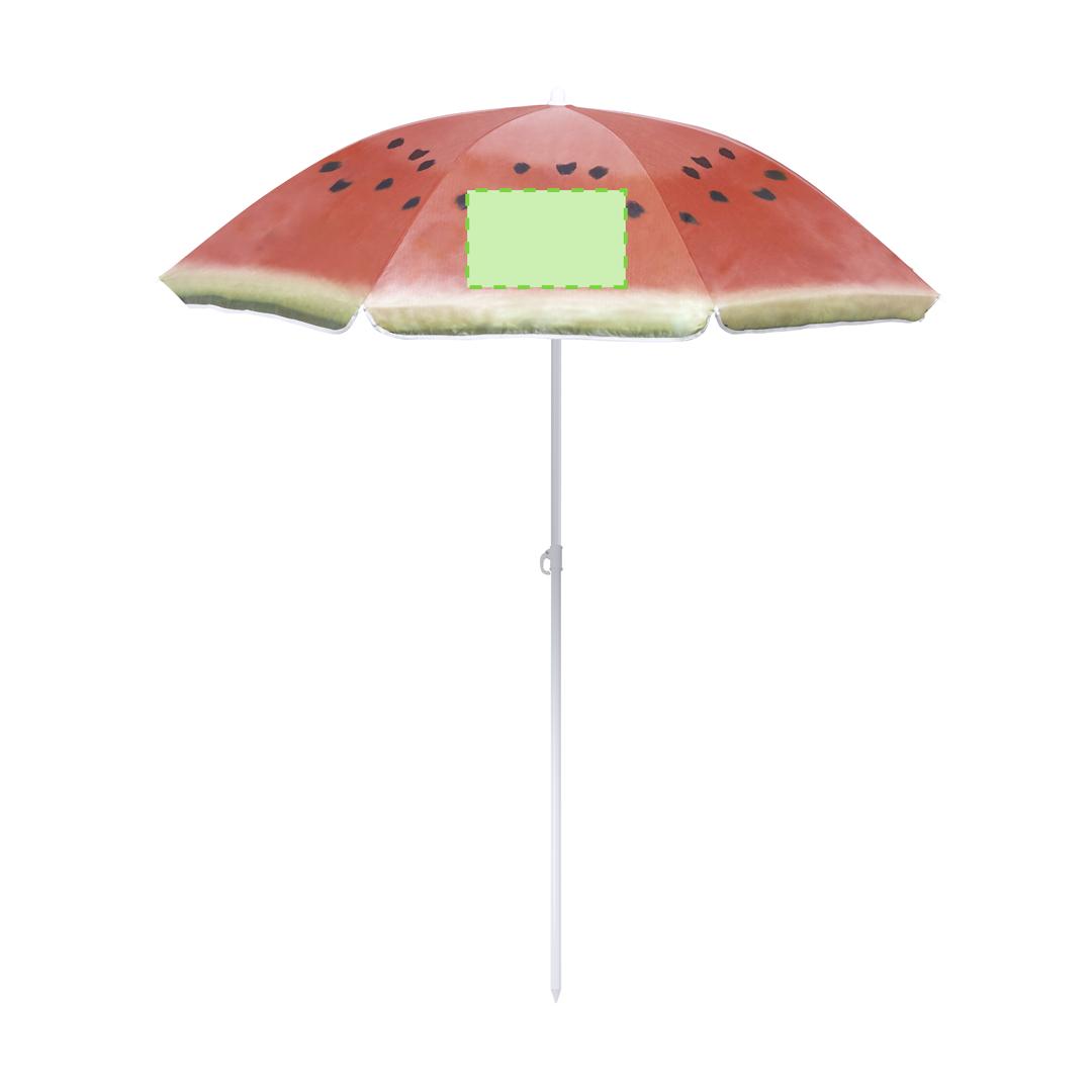 Sombrilla de playa de 150 cm de diámetro con 8 paneles de nylon, diseños frutales y funda de PVC