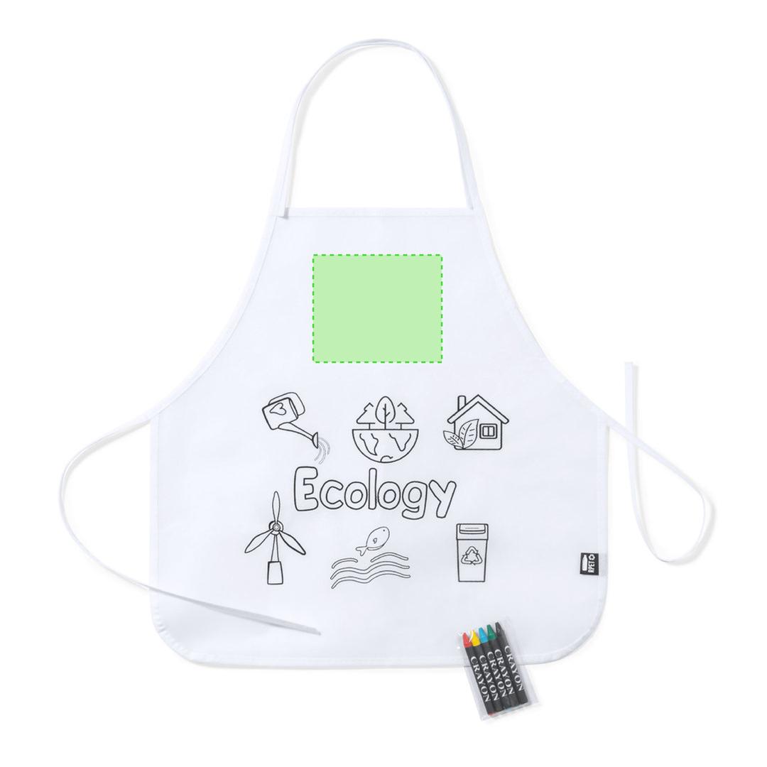 Delantal de non-woven RPET blanco talla única niño con 5 ceras incluidas