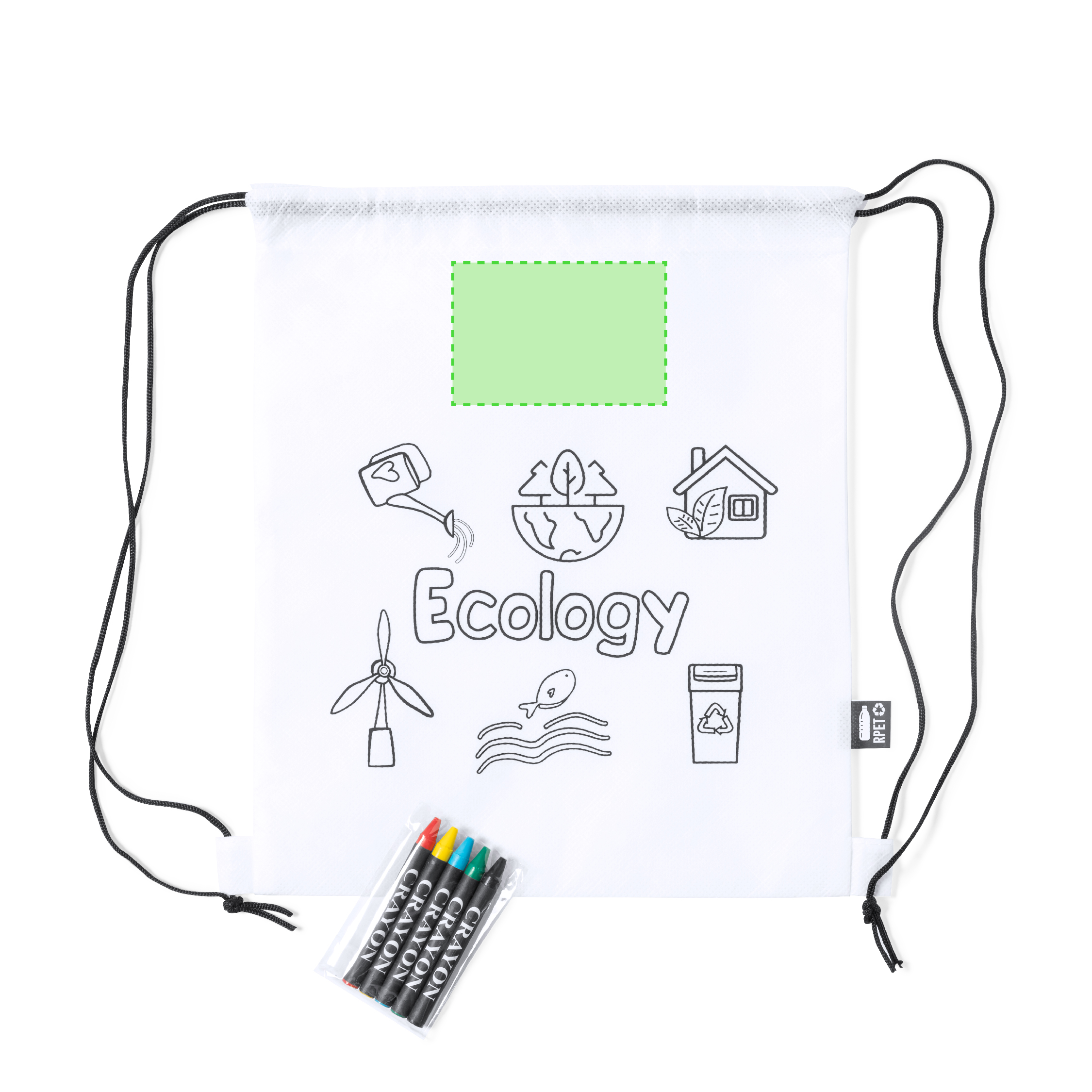 Mochila de cuerdas de non-woven RPET para colorear con 5 ceras incluidas