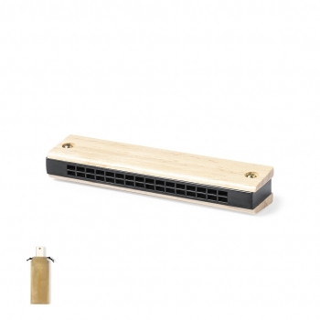 Armónica con tapas de madera natural pino con funda non-woven cordones