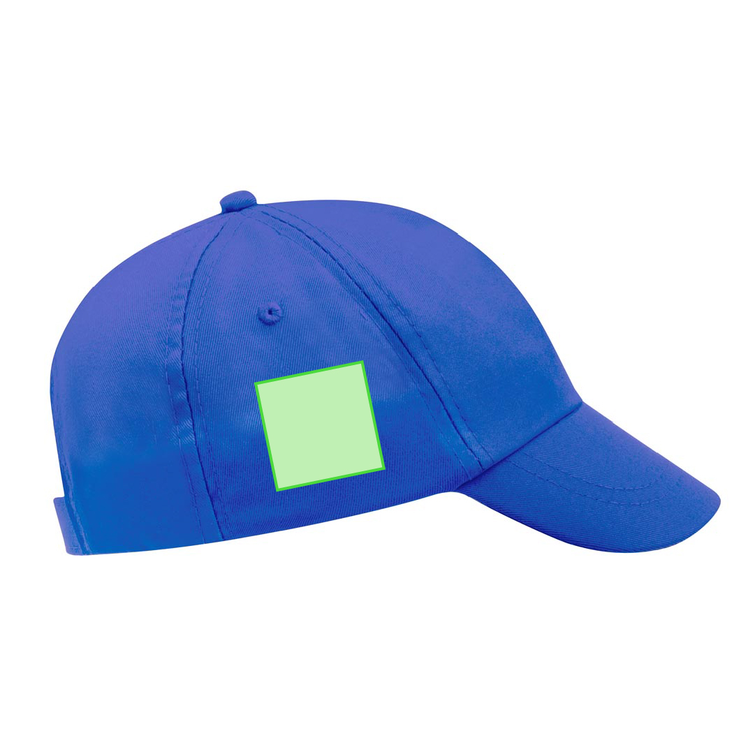 Gorra niño 5 paneles poliéster RPET suave cierre velcro orificio ventilación