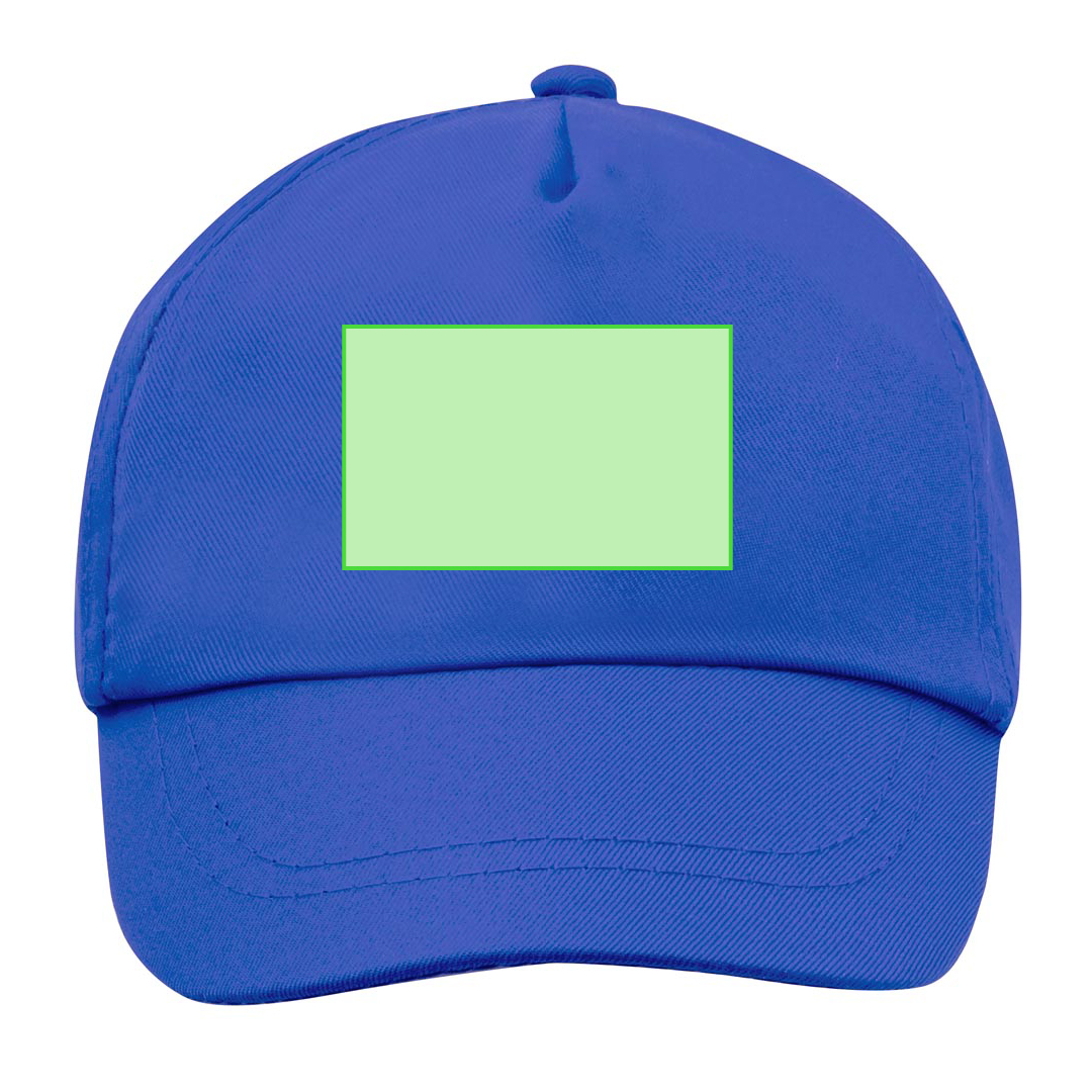 Gorra niño 5 paneles poliéster RPET suave cierre velcro orificio ventilación