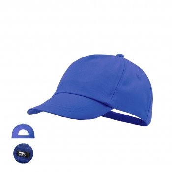 Gorra niño 5 paneles poliéster RPET suave cierre velcro orificio ventilación