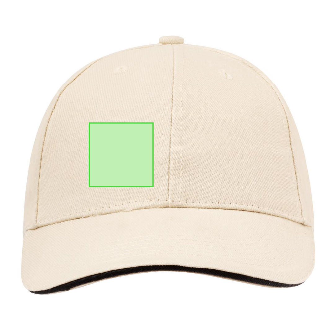 Gorra 6 paneles de algodón peinado 250 g/m² premium con sandwich en visera y cierre de hebilla metálica