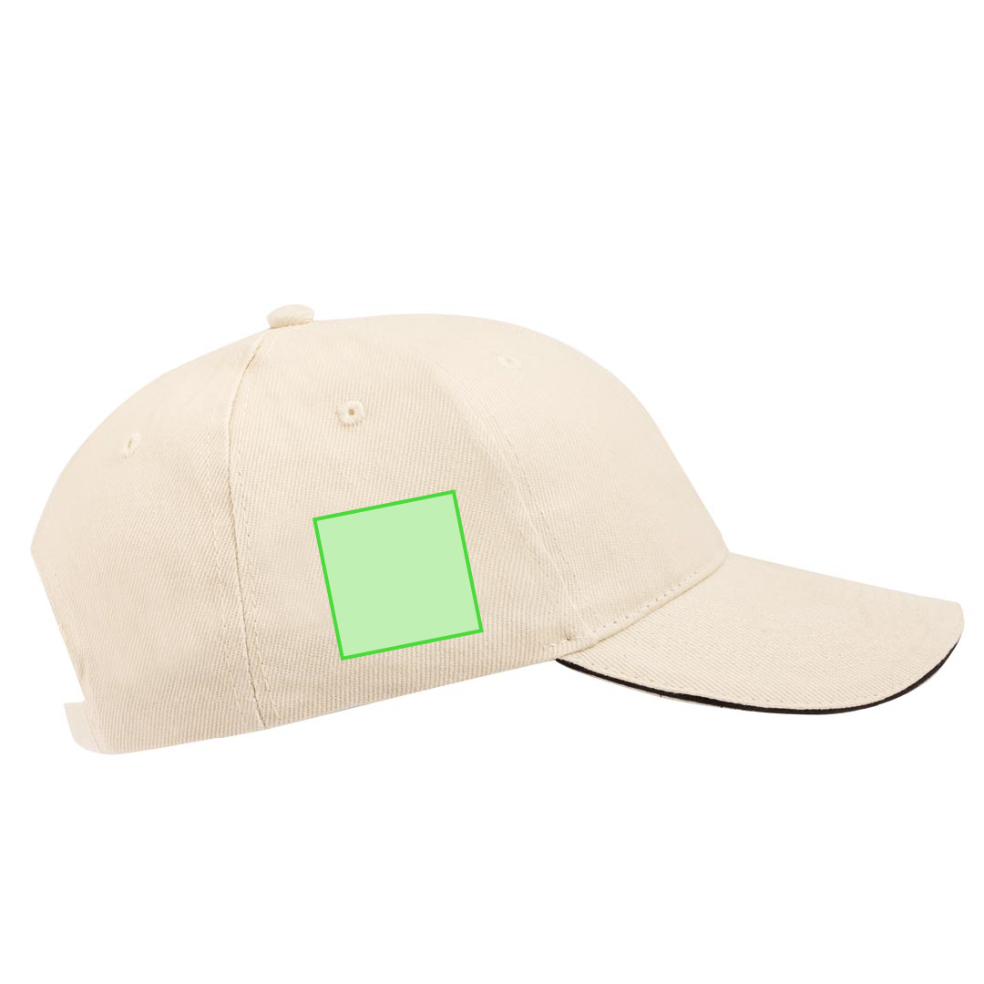 Gorra 6 paneles de algodón peinado 250 g/m² premium con sandwich en visera y cierre de hebilla metálica