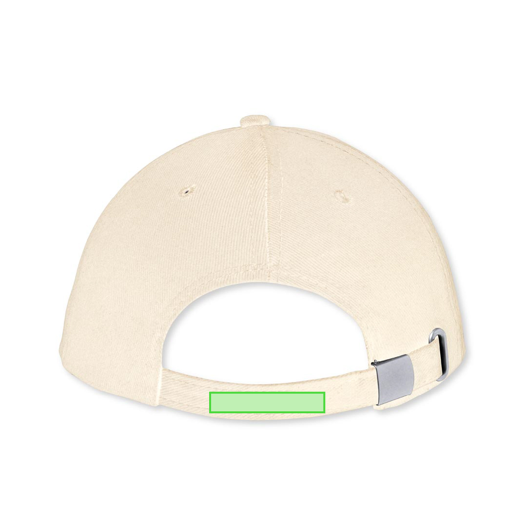 Gorra 6 paneles de algodón peinado 250 g/m² premium con sandwich en visera y cierre de hebilla metálica