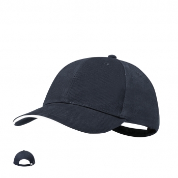Gorra 6 paneles de algodón peinado 250 g/m² premium con sandwich en visera y cierre de hebilla metálica