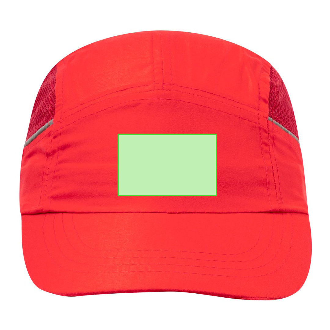 Gorra deportiva de microfibra con bandas reflectantes laterales, redecilla para el sudor y cierre de velcro