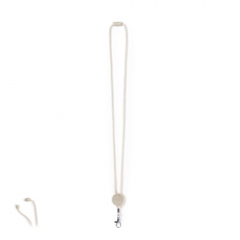 Lanyard de algodón 100% con cierre cuello y accesorio en caña de trigo y mosquetón metálico