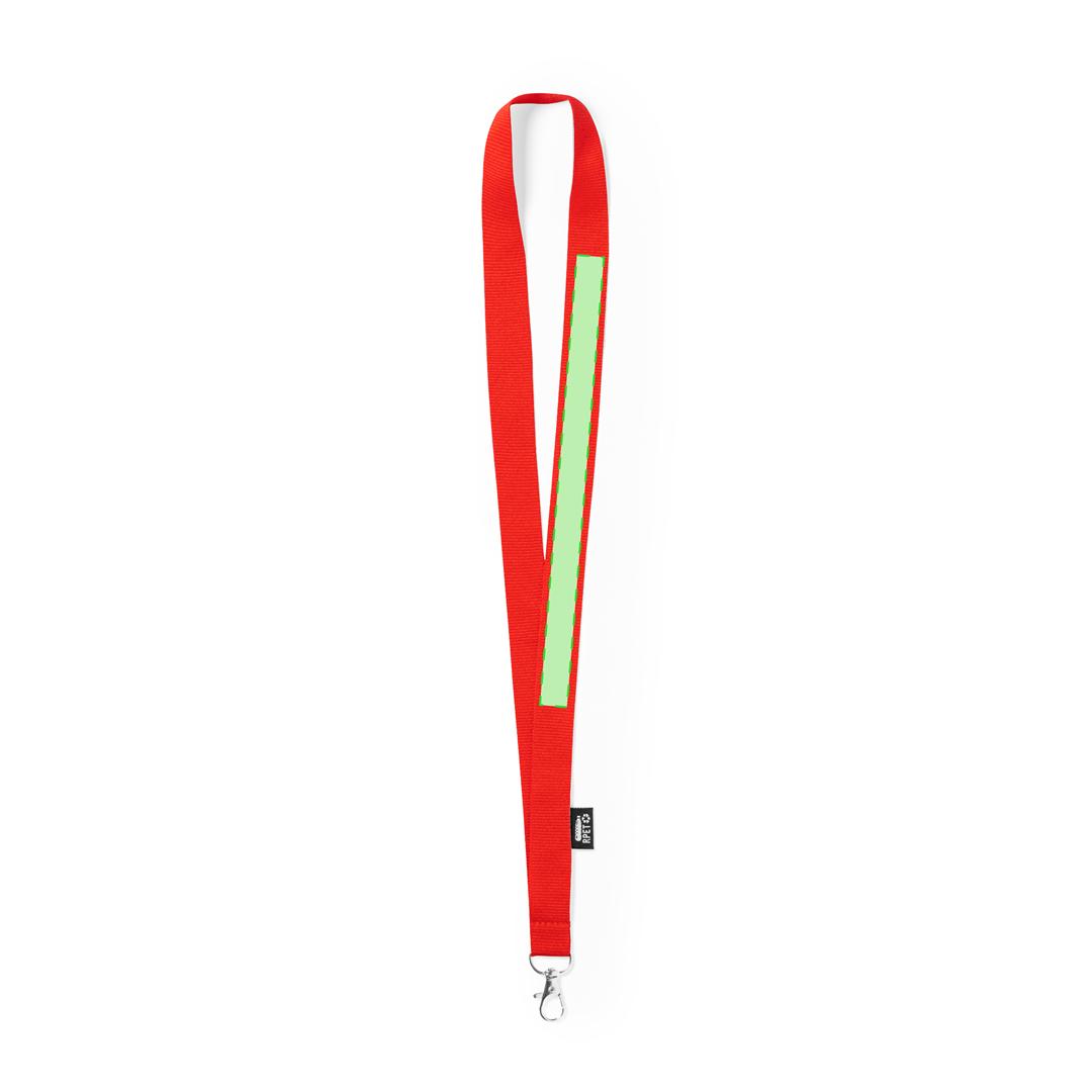 Lanyard de poliéster RPET con gancho metálico giratorio, etiqueta RPET y blanco para sublimación