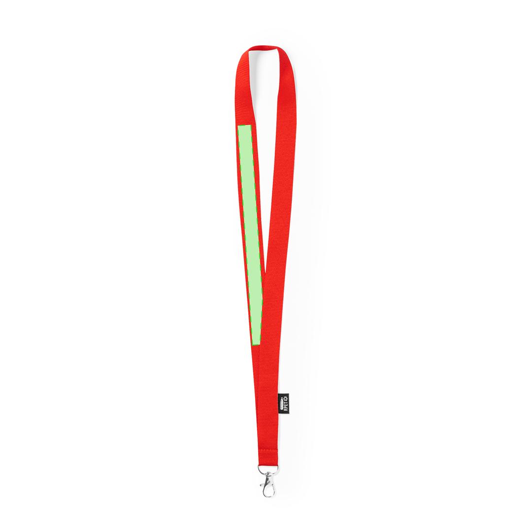 Lanyard de poliéster RPET con gancho metálico giratorio, etiqueta RPET y blanco para sublimación