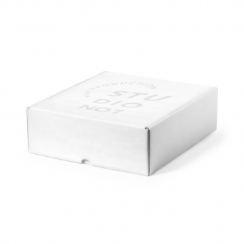 Caja de presentación XL en cartón corrugado FSC blanco — 26,5x30x9 cm, el mayor tamaño de la gama blanca